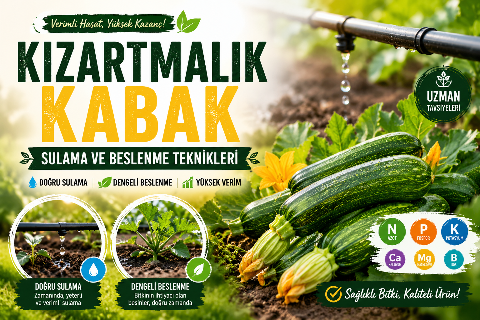 Kızartmalık Kabak: Sulama ve Beslenme Teknikleri 🥒💧
