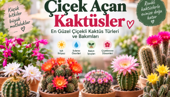 Renkli çiçek açan kaktüsler ve çiçekli kaktüs çeşitleri