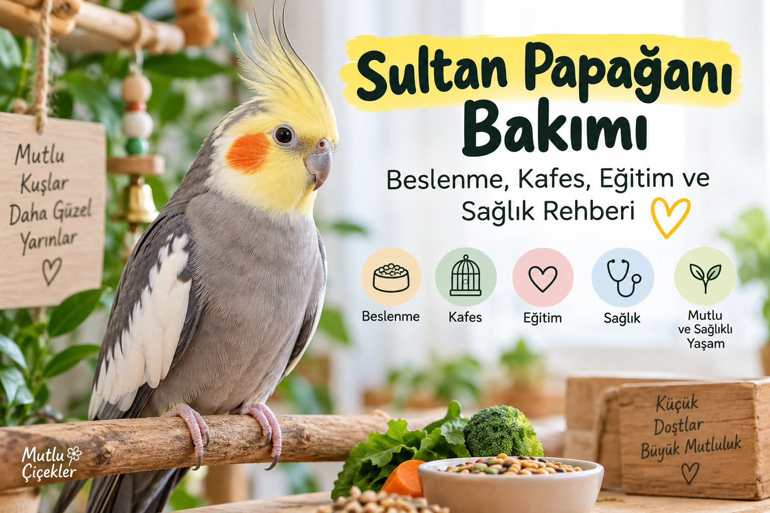 Sultan Papağanı Bakımı: Beslenme, Kafes, Eğitim ve Sağlık Rehberi