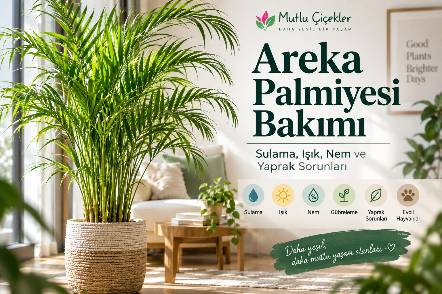 🌴 Areka Palmiyesi Bakımı: Sulama, Işık, Nem ve Yaprak Sorunları