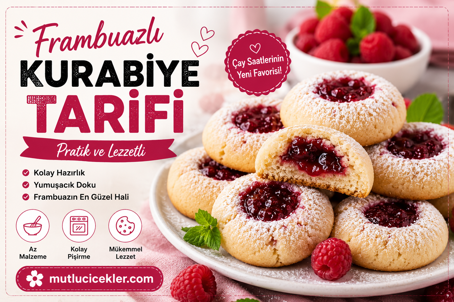 Frambuazlı Kurabiye Tarifi: Pratik ve Lezzetli 🍓🍪