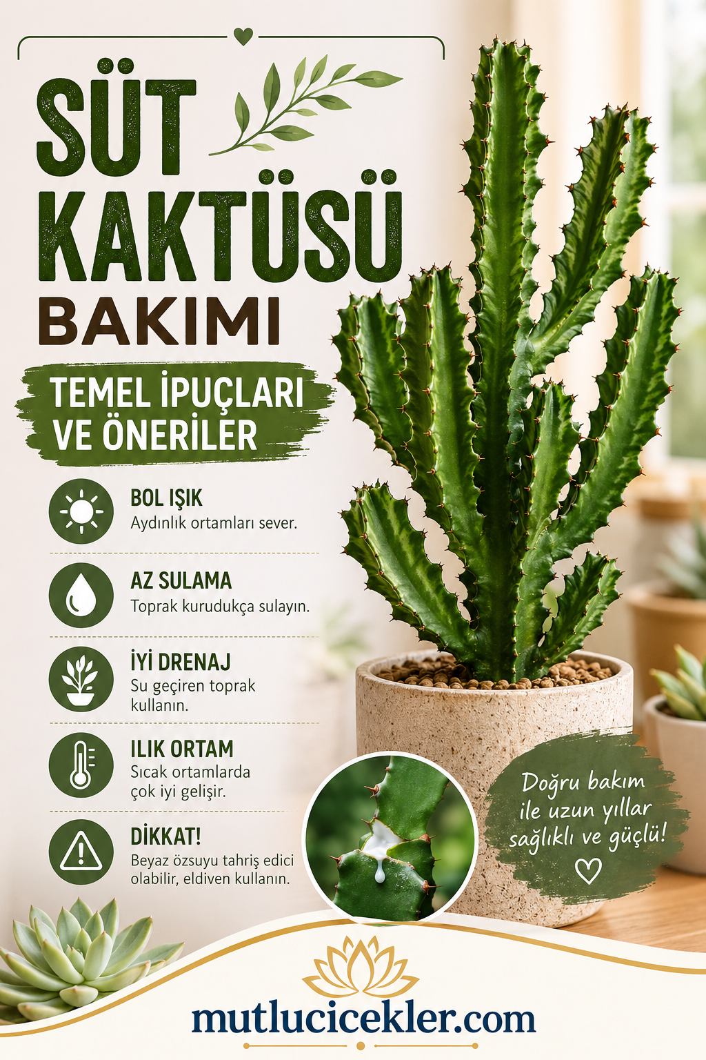 🌿 Süt Kaktüsü Bakımı: Temel İpuçları ve Öneriler