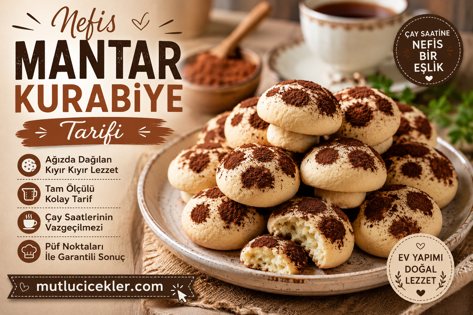 Nefis Mantar Kurabiye Tarifi 🍄 | Ağızda Dağılan Tam Ölçülü Kurabiye