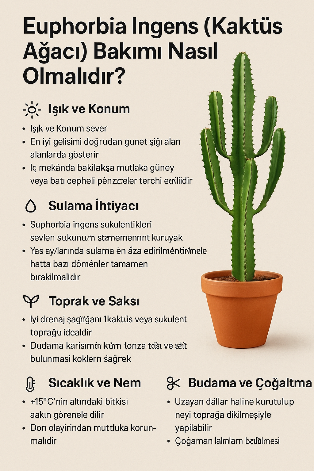 🌵 Euphorbia İngens (Kaktüs Ağacı) Bakımı Nasıl Olmalıdır?