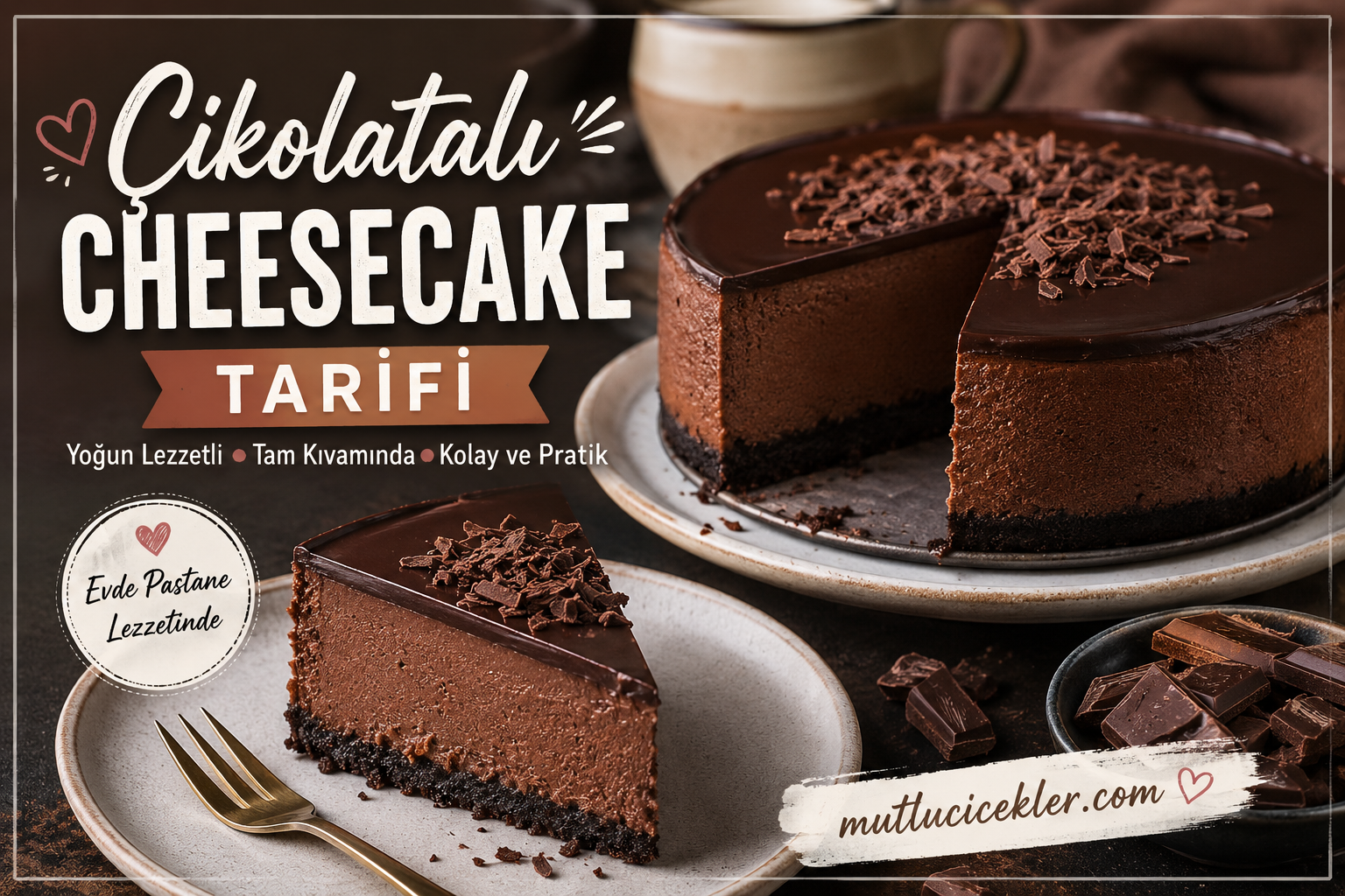 Çikolatalı Cheesecake Tarifi 🍫 | Yoğun Lezzetli ve Tam Kıvamında Ev Yapımı Cheesecake