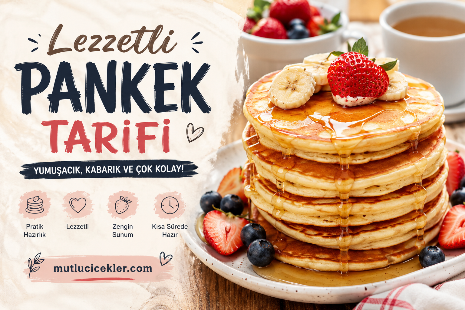 Lezzetli Pankek Tarifi 🥞 | Kahvaltıların Vazgeçilmez Yumuşacık Pankekleri