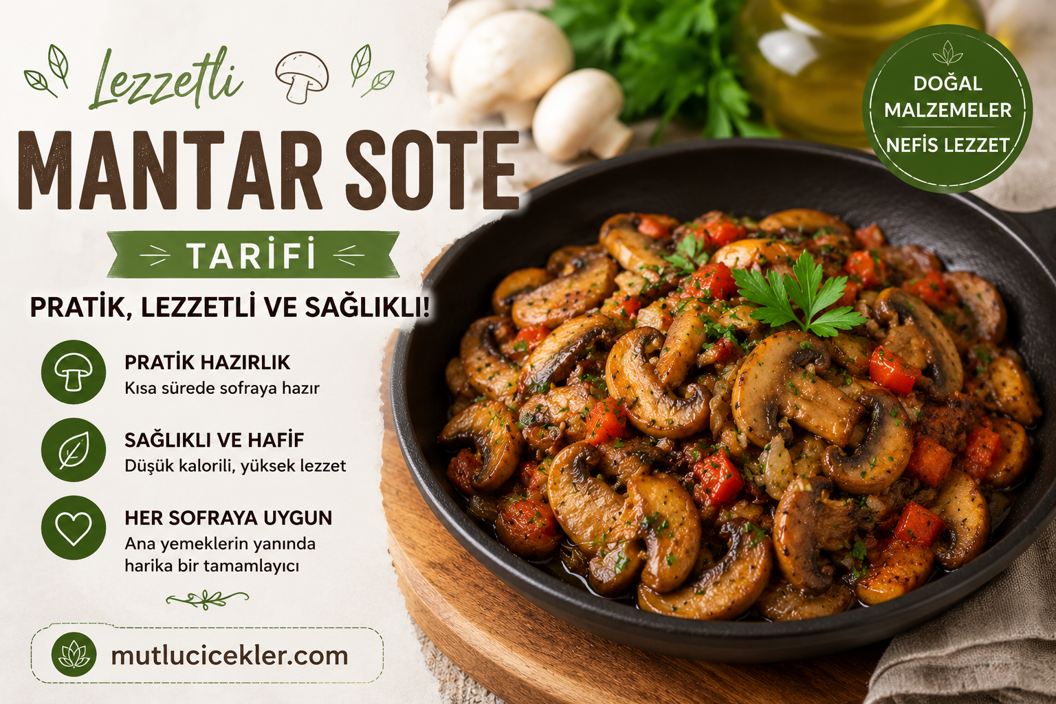 🍄 Mantar Sote Tarifi – Pratik, Lezzetli ve Sağlıklı!