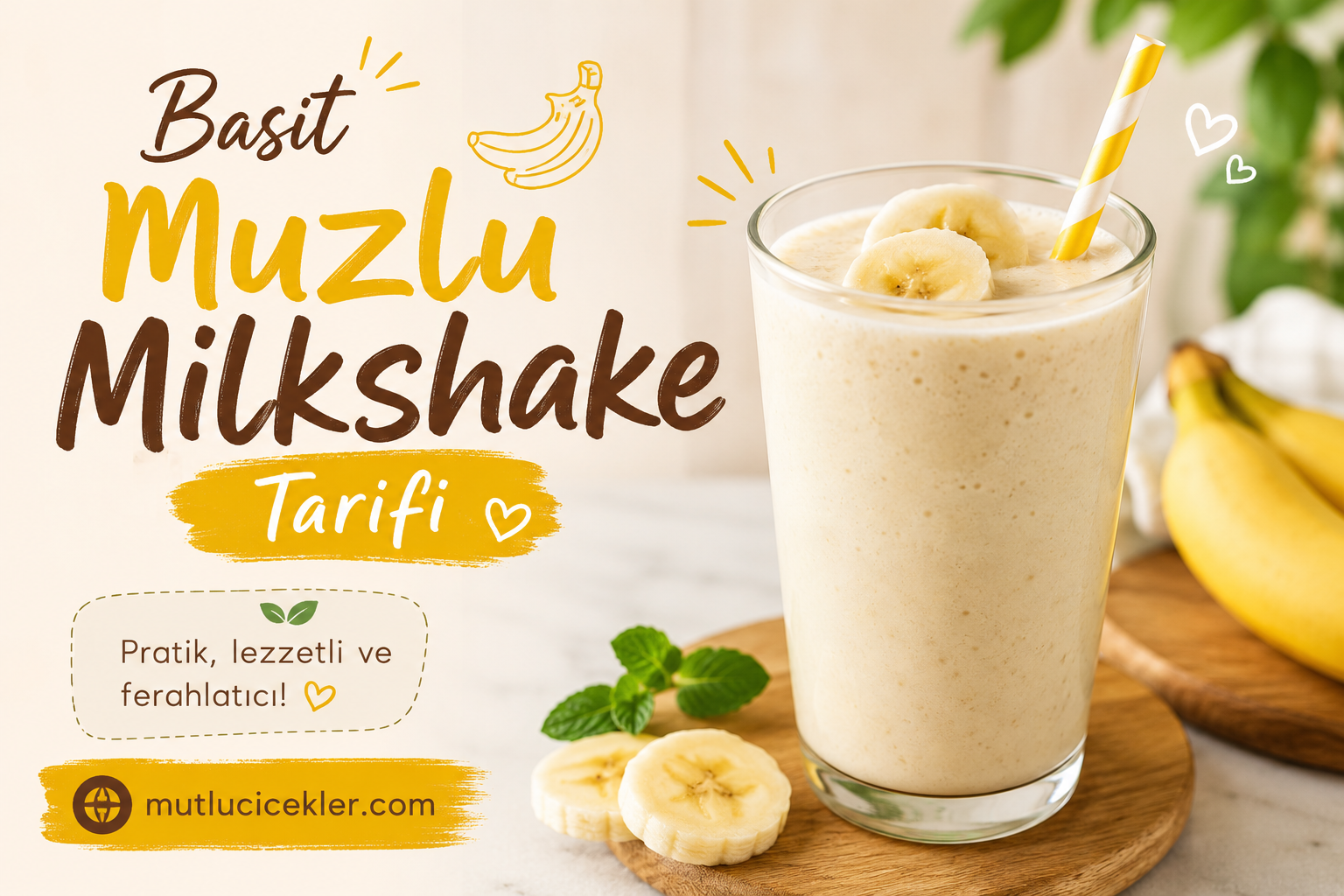 Basit Muzlu Milkshake Tarifi 🍌🥛
