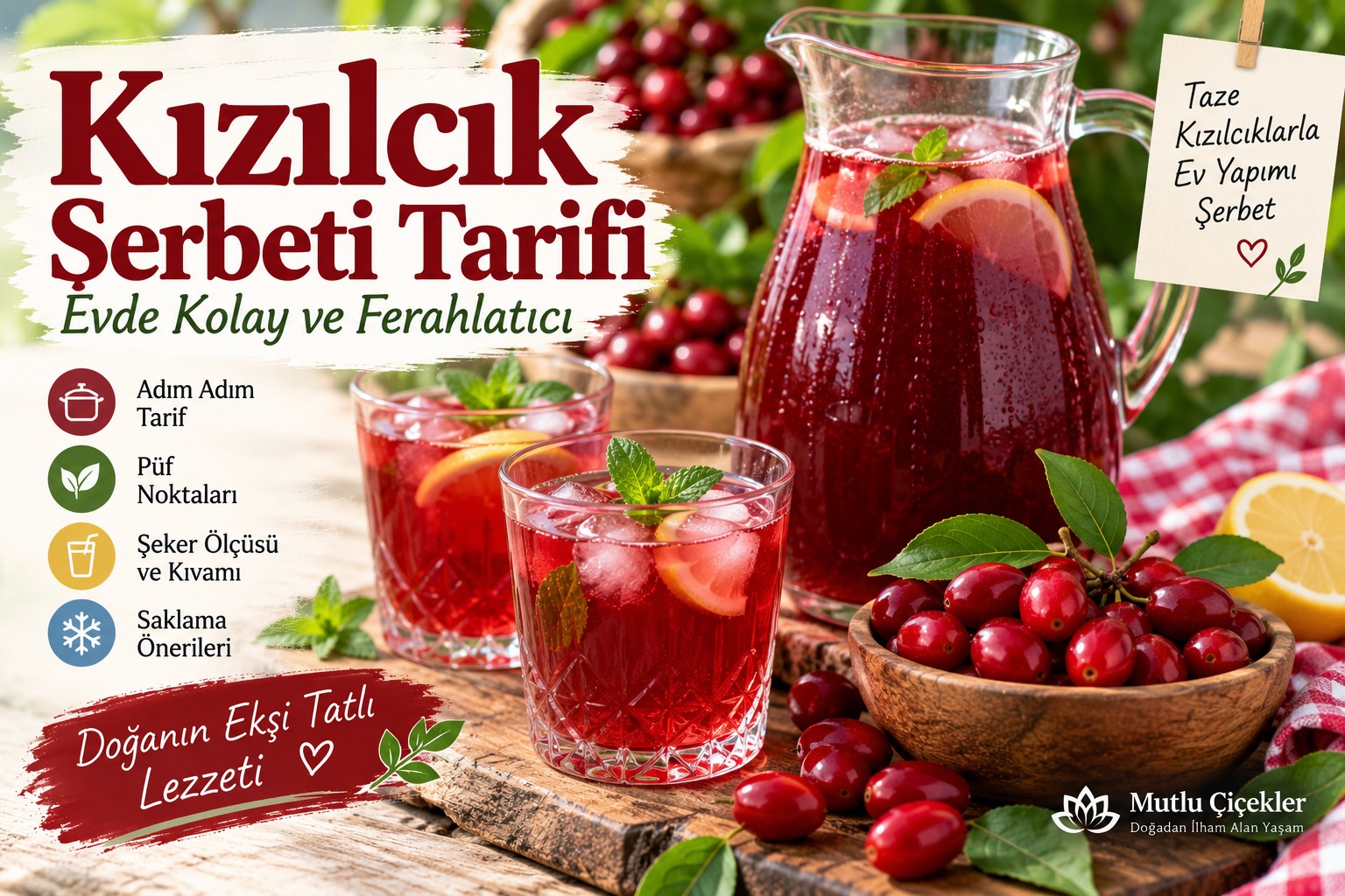 Ev yapımı kızılcık şerbeti tarifi ve taze kızılcıklar