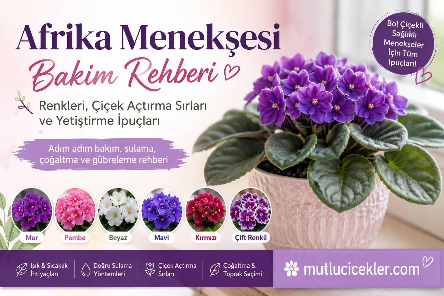 Afrika Menekşesi Bakım Rehberi: Renkleri, Çiçek Açtırma Sırları ve Yetiştirme İpuçları