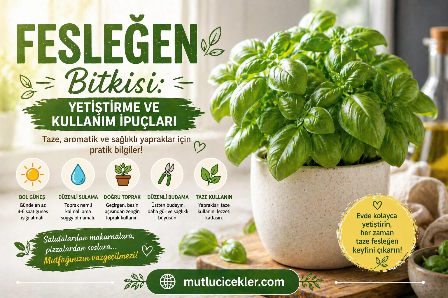 🌿 Fesleğen Bitkisi: Yetiştirme ve Kullanım İpuçları (Detaylı Rehber)