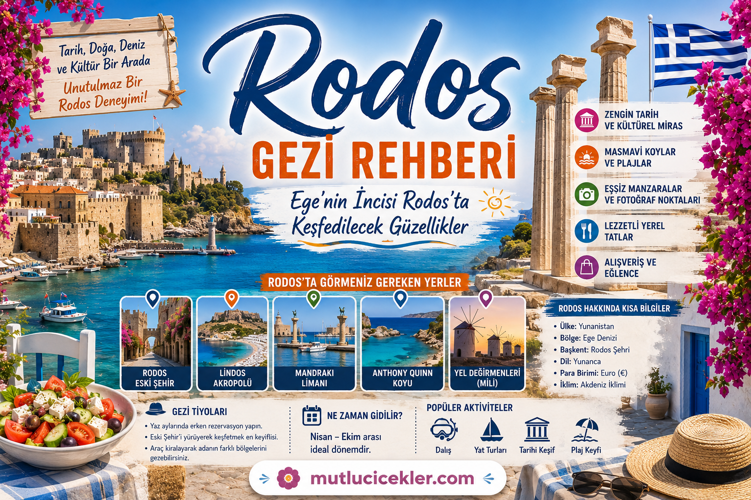 Rodos Gezi Rehberi: Ege’nin İncisi Rodos’ta Keşfedilecek Güzellikler