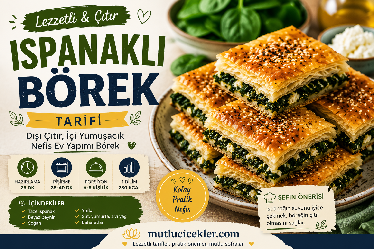Lezzetli Bir Ispanaklı Börek Tarifi: Dışı Çıtır, İçi Yumuşacık Ev Yapımı Börek
