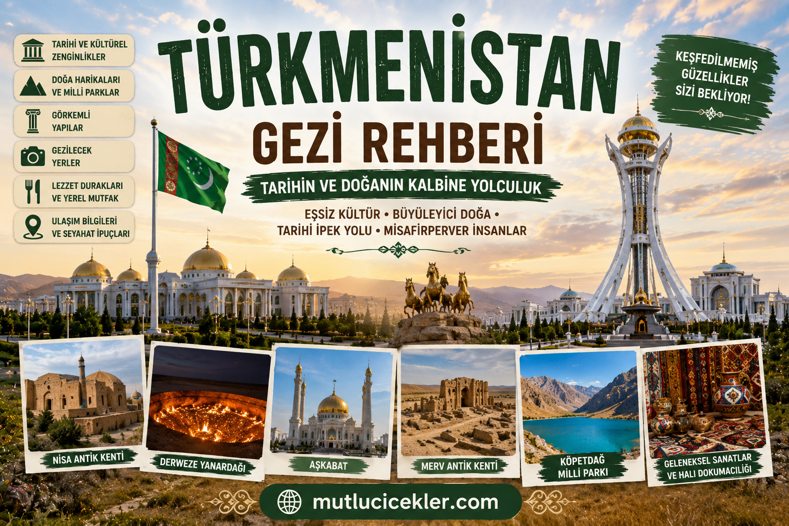 Türkmenistan Gezi Rehberi: Tarihin ve Doğanın Kalbine Yolculuk 🌏