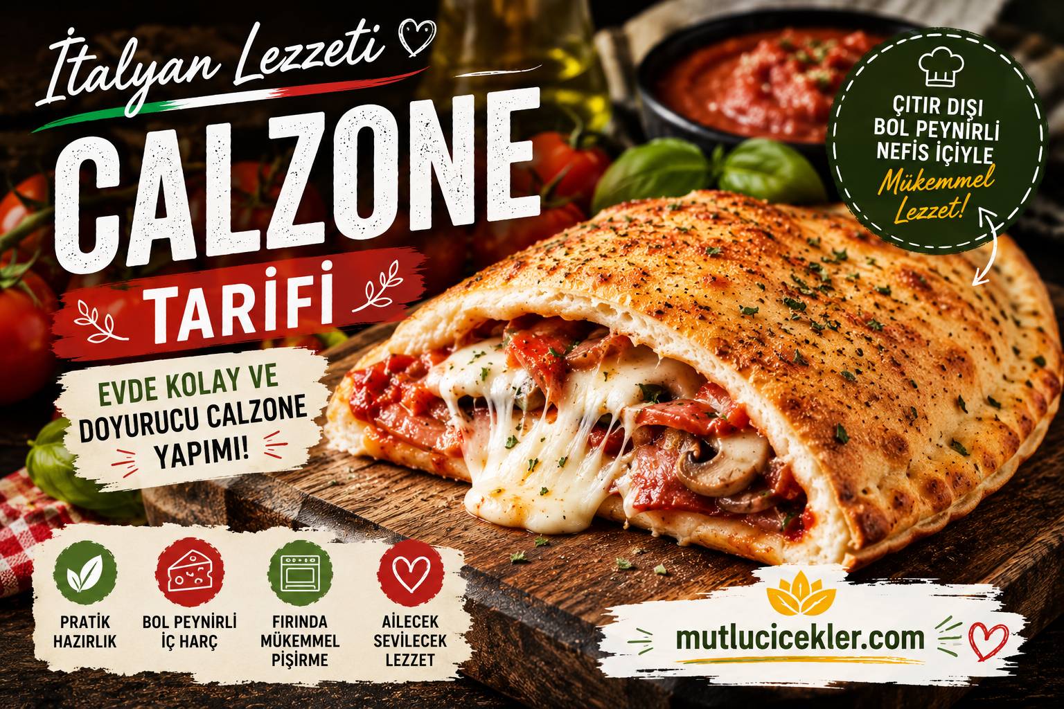 İtalyan Lezzeti Calzone Tarifi 🇮🇹 Evde Kolay ve Doyurucu Calzone Yapımı