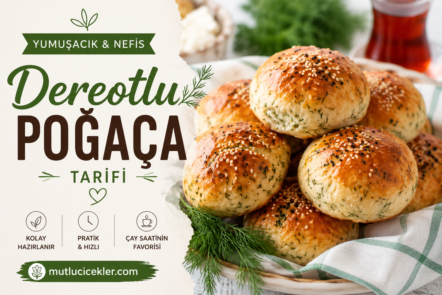 Dereotlu Poğaça Tarifi 🥐🌿 | Yumuşacık ve Mayasız Kolay Poğaça