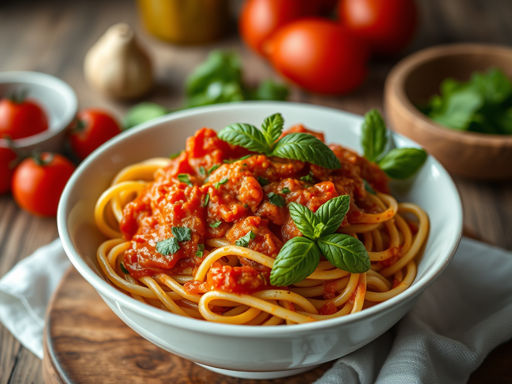 Domates Soslu Naneli Makarna Tarifi