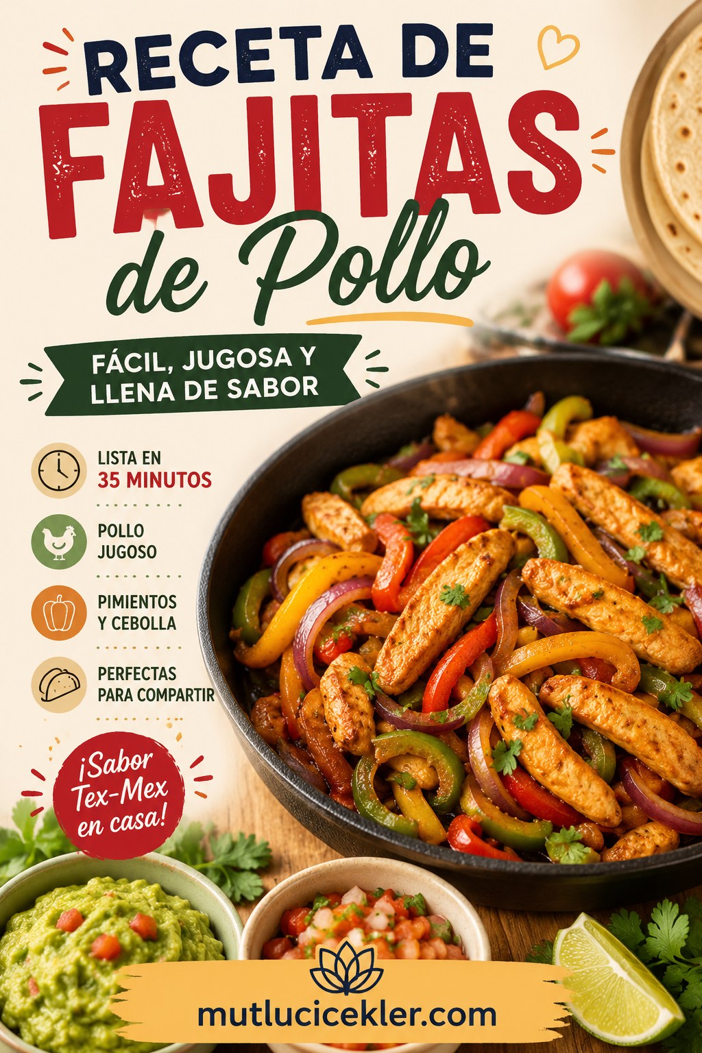 Receta de fajitas de pollo con pimientos y cebolla