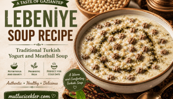 Gaziantep Lebeniye Soup with yogurt, rice, chickpeas and lamb