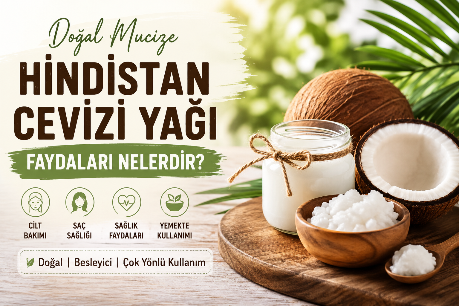 Hindistan Cevizi Yağı Faydaları Nelerdir? Sağlık, Cilt ve Saç İçin Doğal Bir Mucize