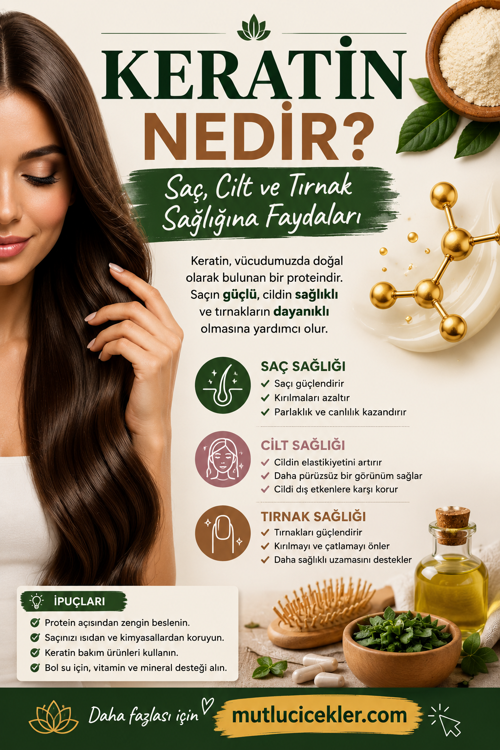 Keratin Nedir? Saç, Cilt ve Tırnak Sağlığına Faydaları