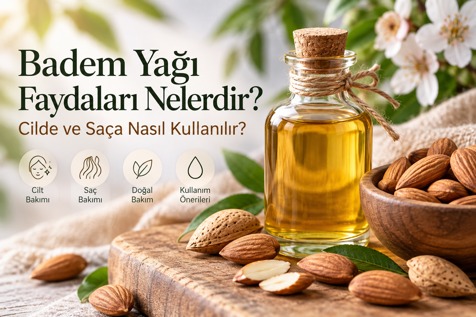 Badem Yağı Faydaları Nelerdir? Cilde ve Saça Nasıl Kullanılır?