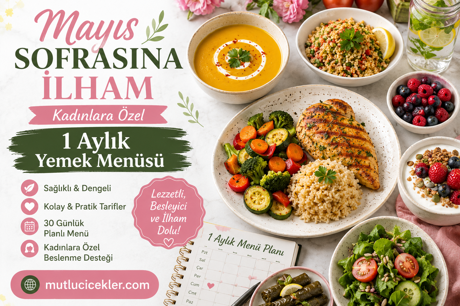 🍽️ Mayıs Sofrasına İlham: Kadınlara Özel 1 Aylık Yemek Menüsü 🌷