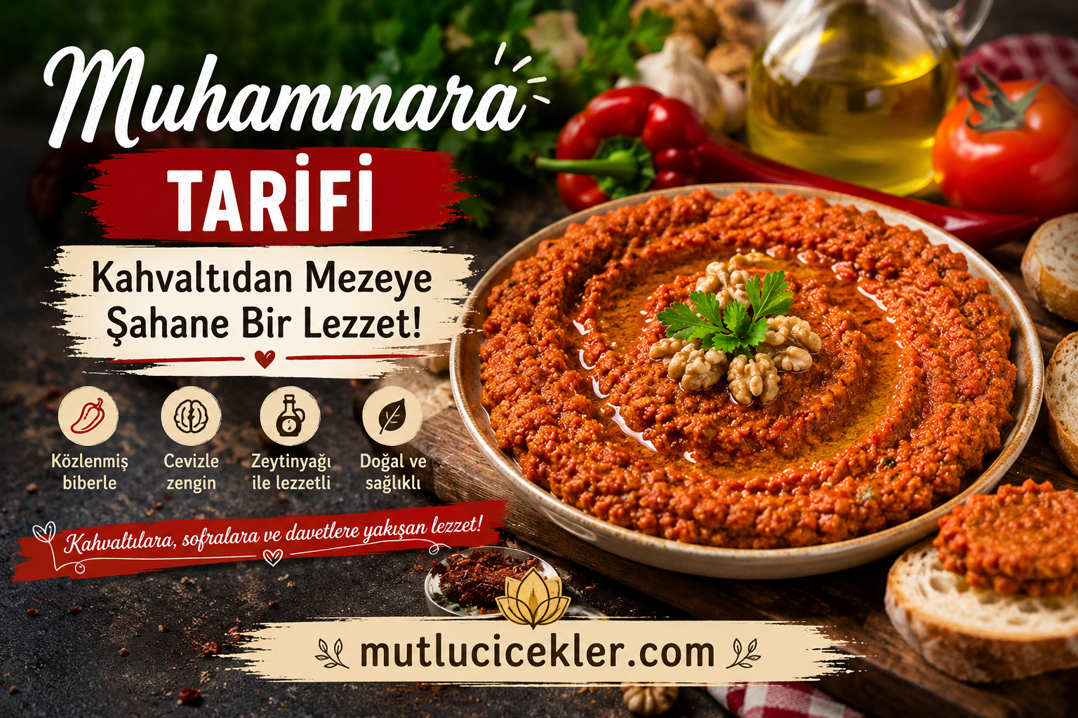 🌶️ Muhammara Tarifi: Kahvaltıdan Mezeye Şahane Bir Lezzet!