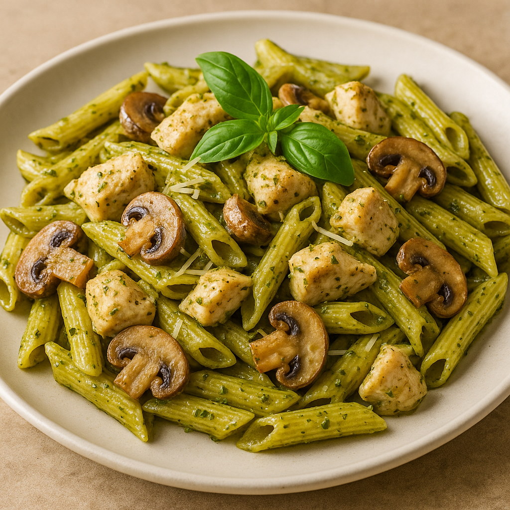 🍝 Lezzet Patlaması: Mantarlı Tavuklu Pesto Soslu Makarna Tarifi