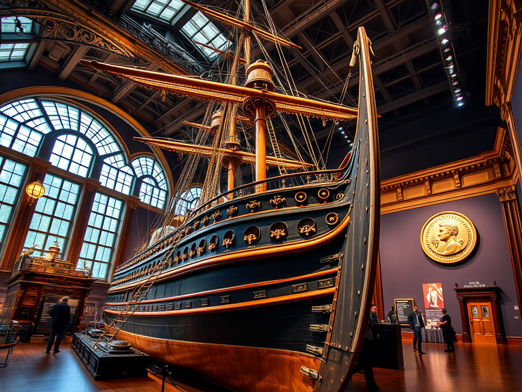 Vasa Müzesi'nde sergilenen 17. yüzyıldan kalma Vasa gemisinin iç mekan görüntüsü.