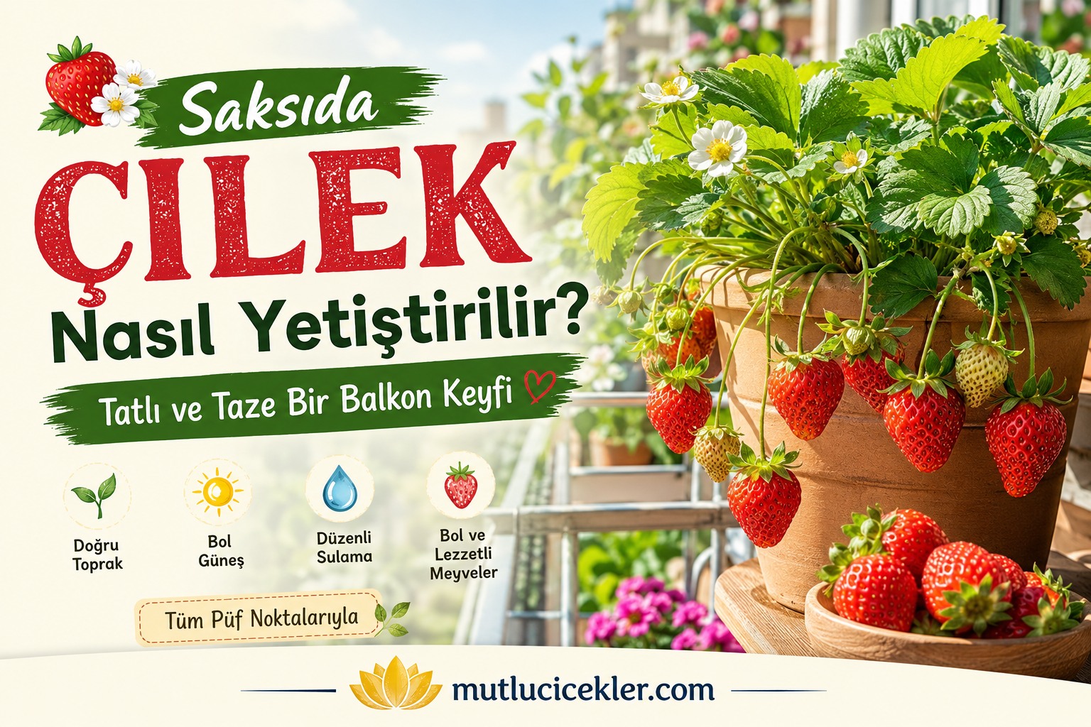 🍓 Saksıda Çilek Nasıl Yetiştirilir? Tatlı ve Taze Bir Balkon Keyfi