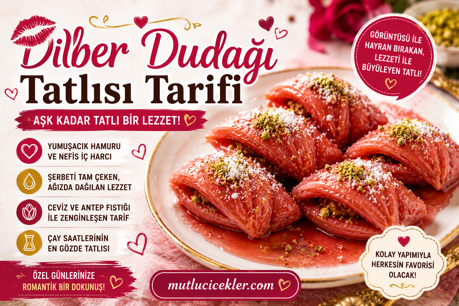 💋 Dilber Dudağı Tatlısı Tarifi – Aşk Kadar Tatlı Bir Lezzet!