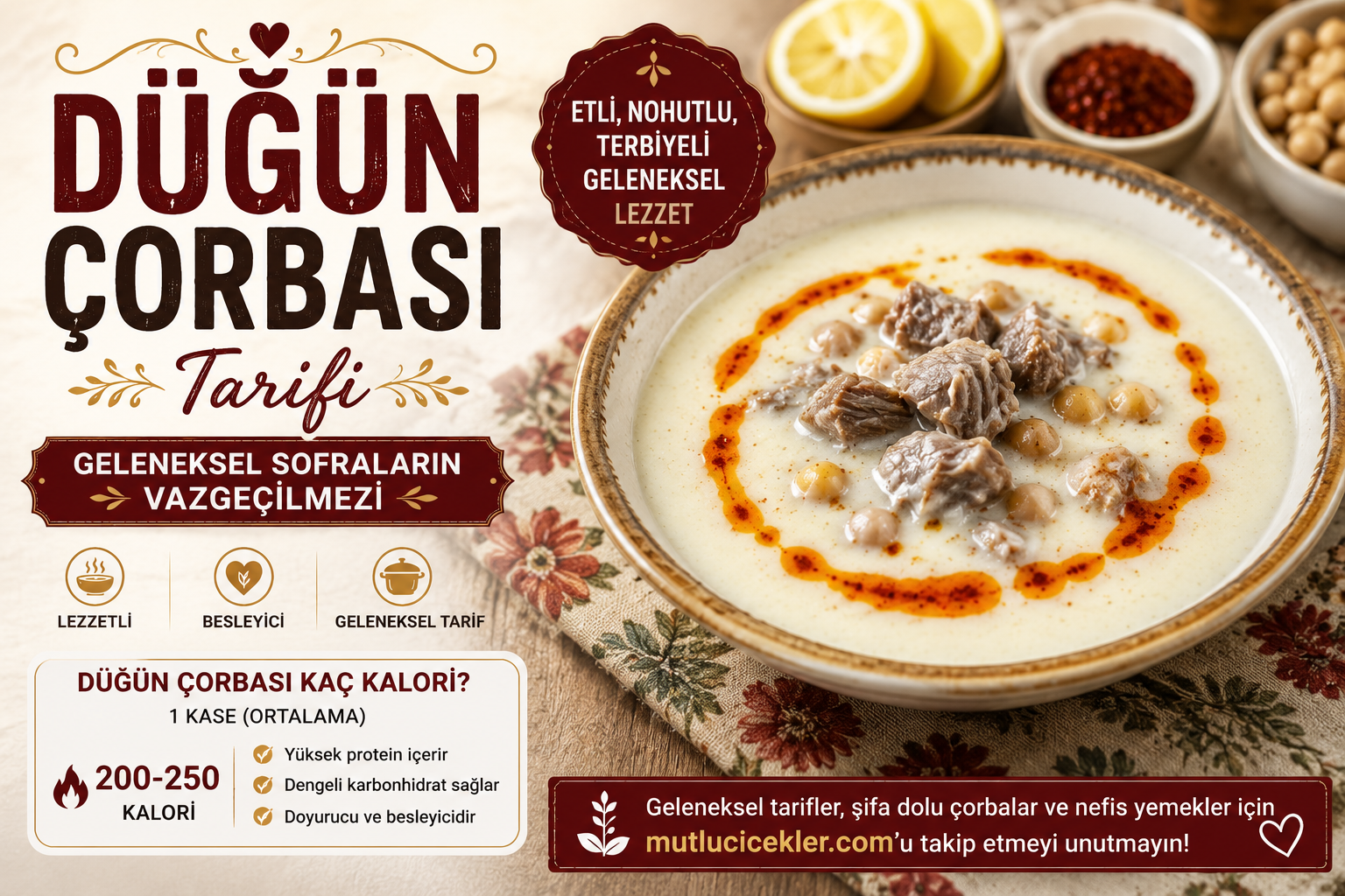 🍲 Düğün Çorbası Tarifi: Geleneksel Sofraların Vazgeçilmezi