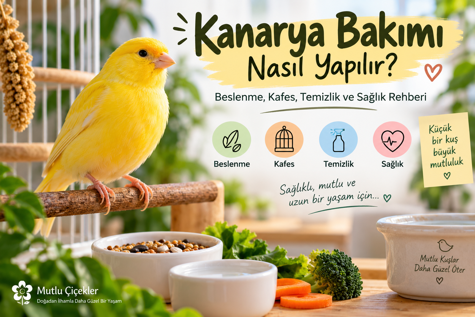 Kanarya Kuşu Bakımı: Beslenme, Kafes, Temizlik ve Sağlık Rehberi