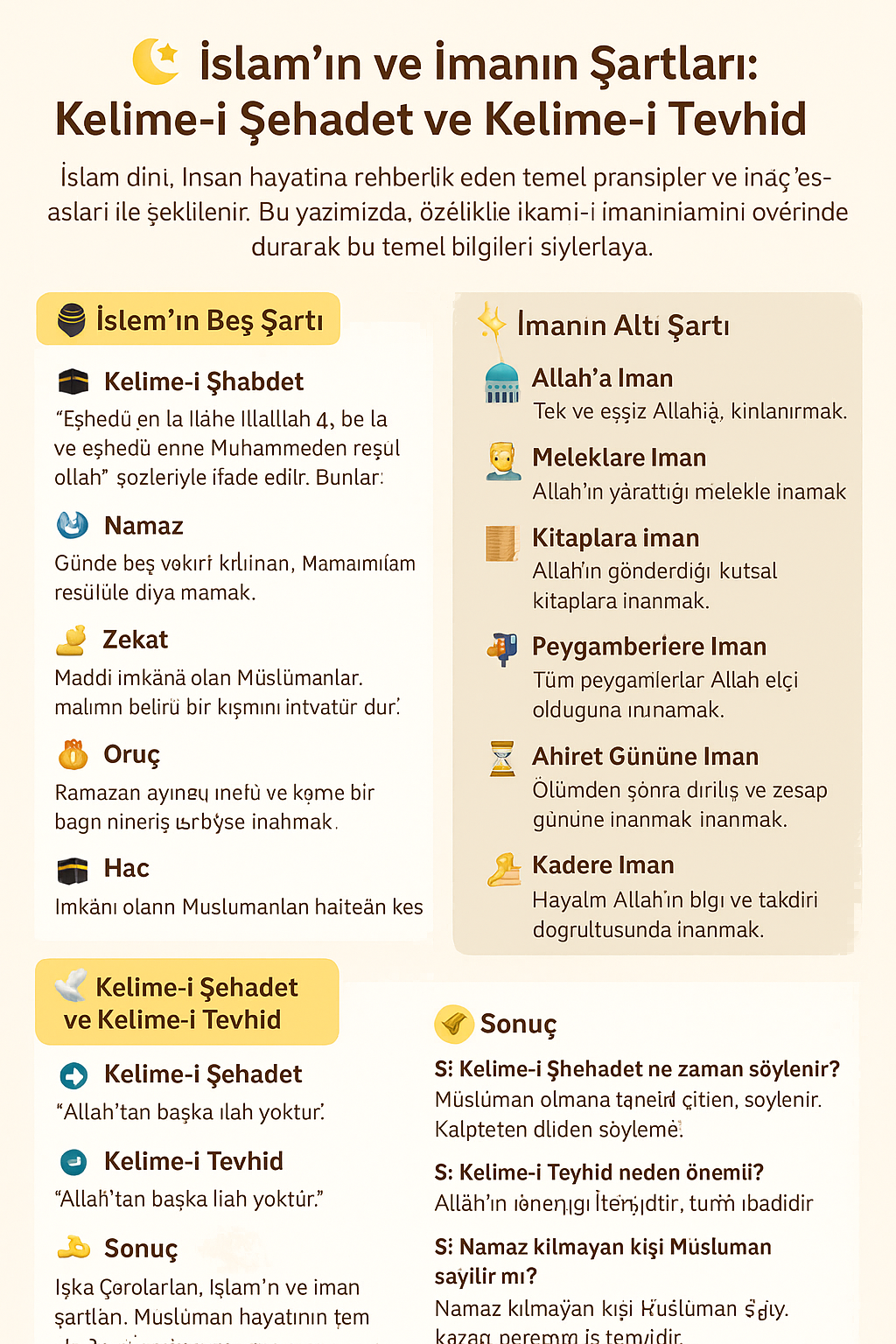 🌙 İslam’ın ve İmanın Şartları: Kelime-i Şehadet ve Kelime-i Tevhid Nedir?