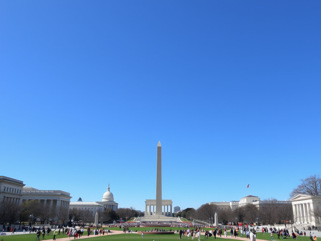 Washington, D.C.'de National Mall alanı, Washington Anıtı ile birlikte çeşitli ziyaretçilerin bir araya geldiği geniş bir açık alan.