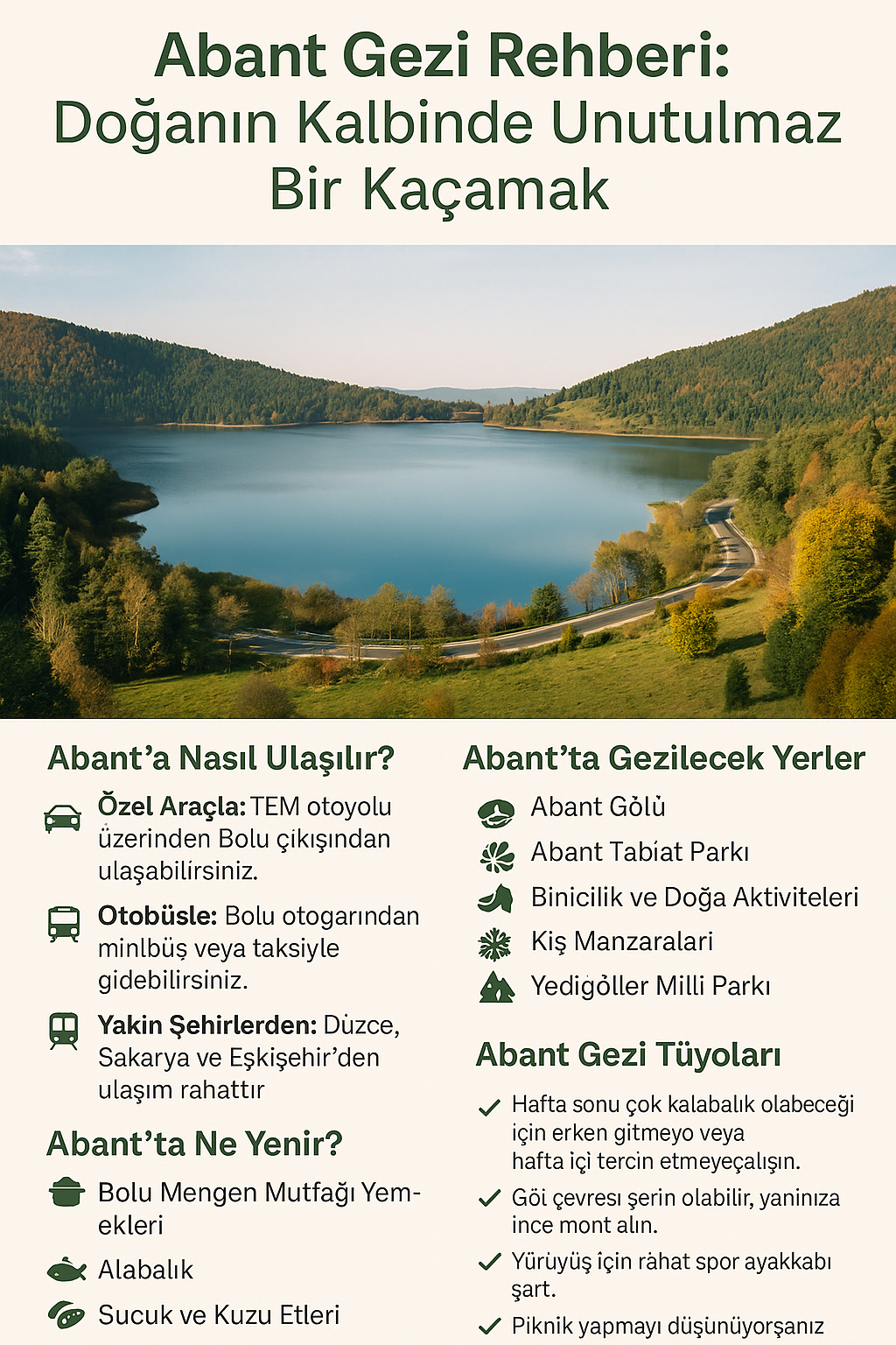 🌿 Abant Gezi Rehberi: Doğanın Kalbinde Unutulmaz Bir Kaçamak