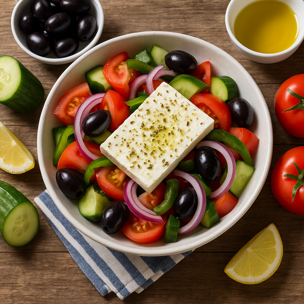 🇬🇷 Yunan Salatası (Horiatiki) Tarifi: Akdeniz’in Ferahlığını Sofranıza Taşıyın 🥗
