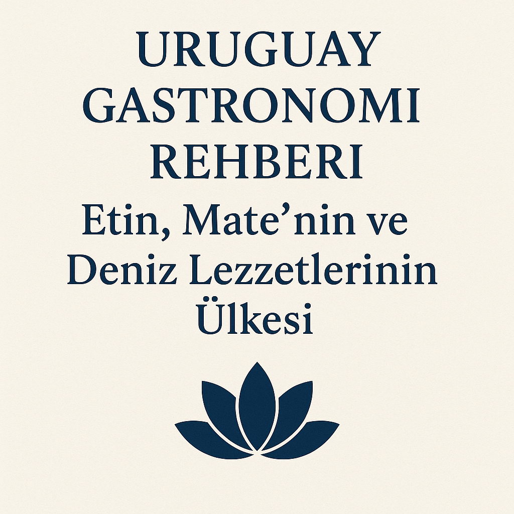 Uruguay gastronomi rehberi, et, mate ve deniz lezzetlerini vurgulayan bir kapak tasarımı.