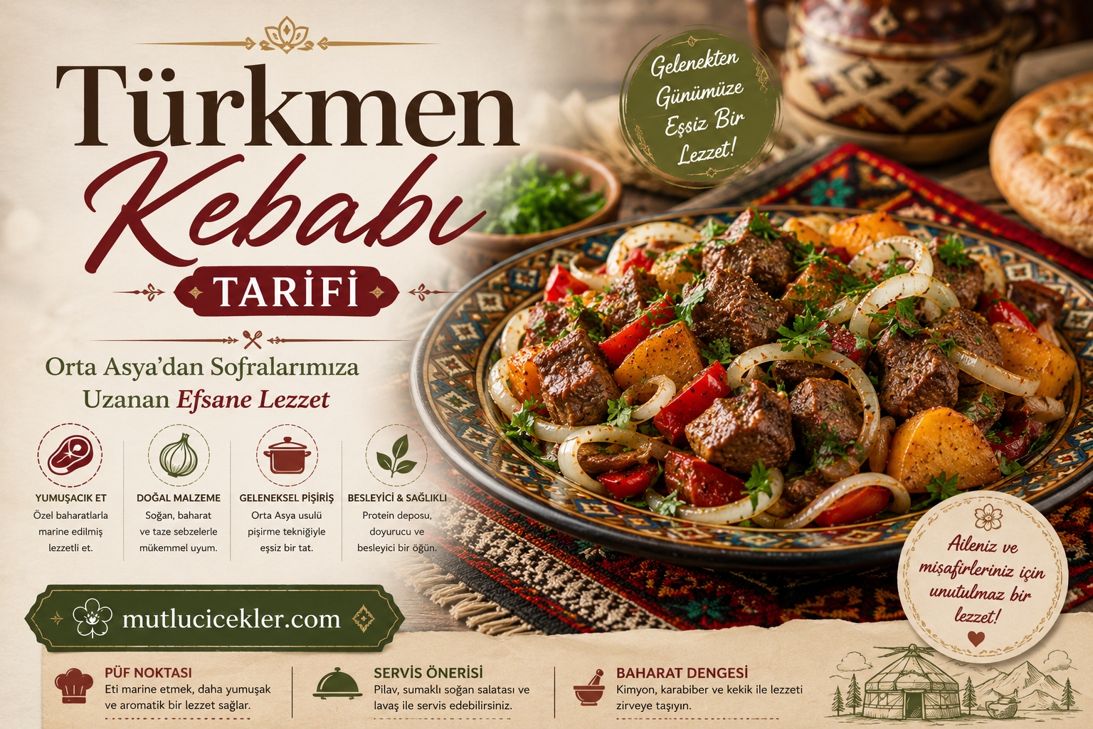 Türkmen kebabı tarifi ve lezzeti
