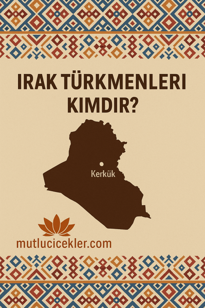 Irak Türkmenleri ve Kerkük'ü gösteren harita ile tasarlanmış, üst kısmında 'Irak Türkmenleri Kimdir?' yazısı olan grafik.