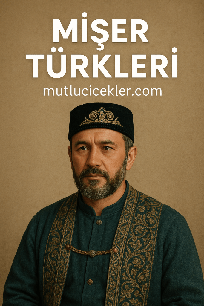 Mişer Türklerini temsil eden geleneksel kıyafetler giymiş bir adamın portresi.