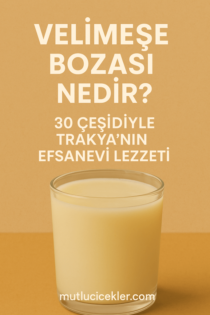Velimeşe Bozası içeceği, cam bir bardakta sunulmuş, arka planda açık kahverengi bir zemin ile görselleştirilmiş.
