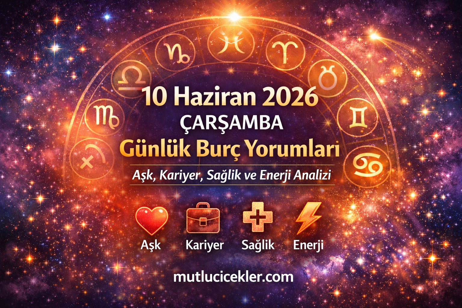 🔮 10 Haziran 2026 Çarşamba Günlük Burç Yorumları | Aşk, Kariyer, Sağlık ve Günün Enerjisi