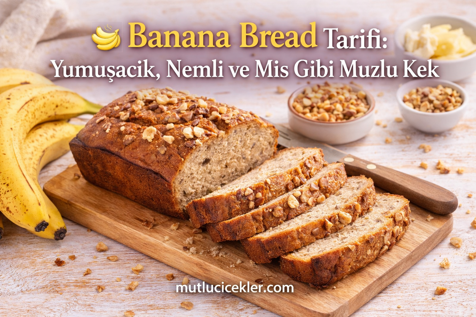 🍌 Banana Bread Tarifi: Yumuşacık, Nemli ve Mis Gibi Muzlu Kek