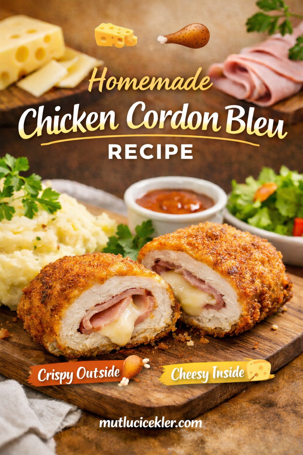 🧀🍗 Homemade Chicken Cordon Bleu Recipe | Crispy Outside, Cheesy Inside