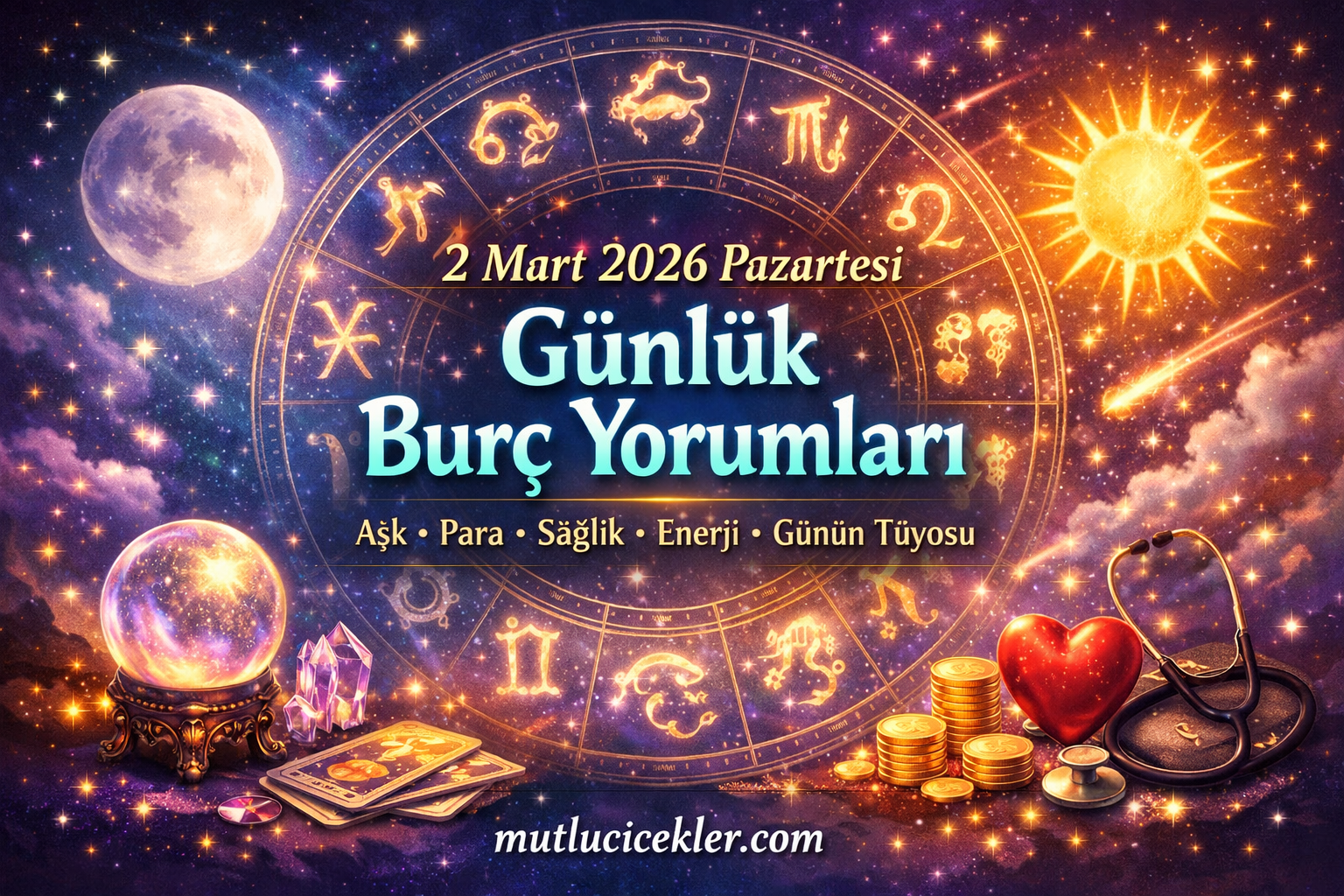 🔮 2 Mart 2026 Pazartesi Günlük Burç Yorumları | Aşk, Para, Sağlık, Enerji ve Günün Tüyosu