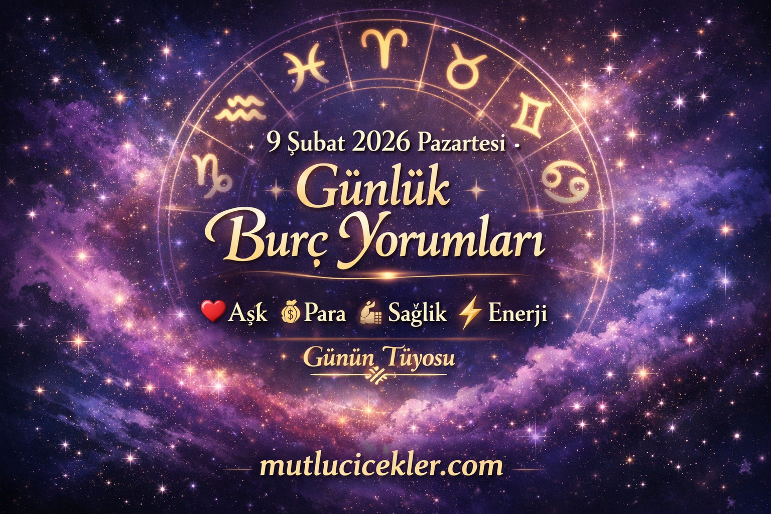 🔮 9 Şubat 2026 Pazartesi Günlük Burç Yorumları | Aşk, Para, Sağlık, Enerji ve Günün Tüyosu