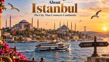 Istanbul skyline with Bosphorus ferry, Hagia Sophia, Blue Mosque and Europe-Asia view for 20 interesting facts about Istanbul