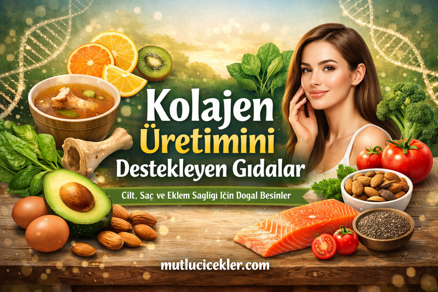 🌟 Kolajen Üretimini Destekleyen Gıdalar: Cildinizi, Saçınızı ve Eklem Sağlığınızı Doğal Yollarla Güçlendirin